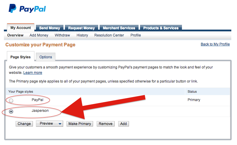 Paypal Custom Checkout Page - How To Specify Which One The Form Uses